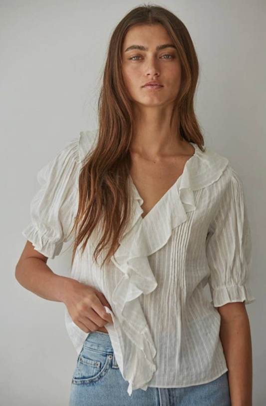 Ruffle White Blouse
