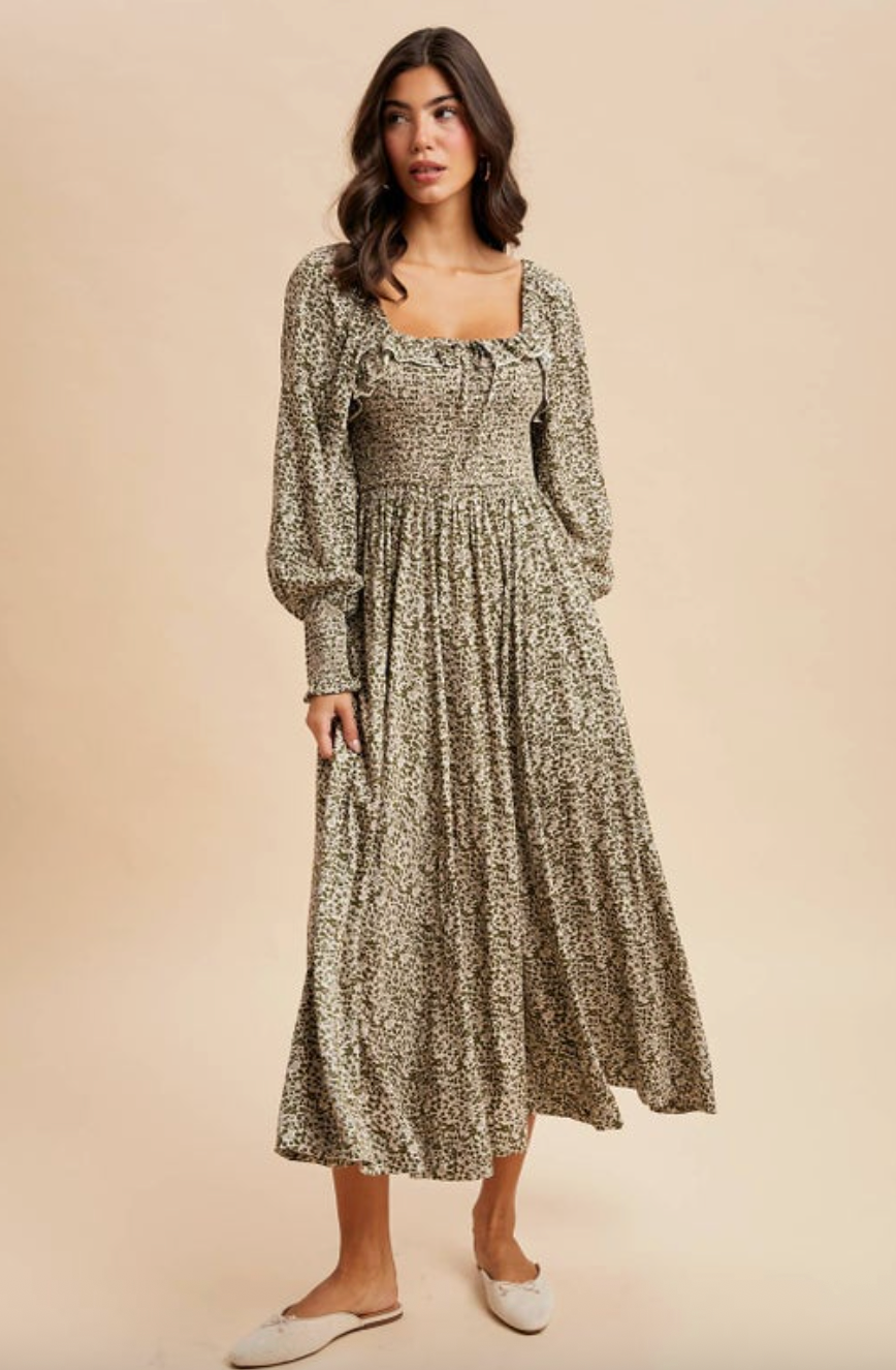 Smocked Ruffle Floral Maxi