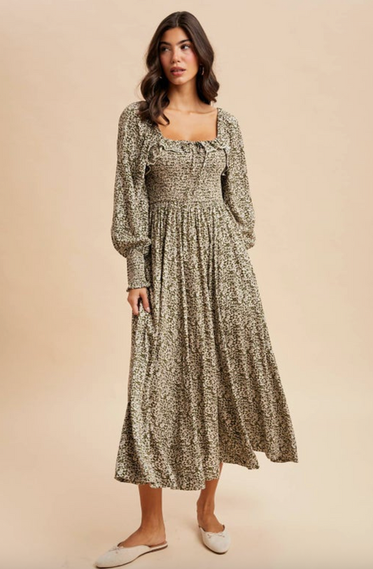 Smocked Ruffle Floral Maxi