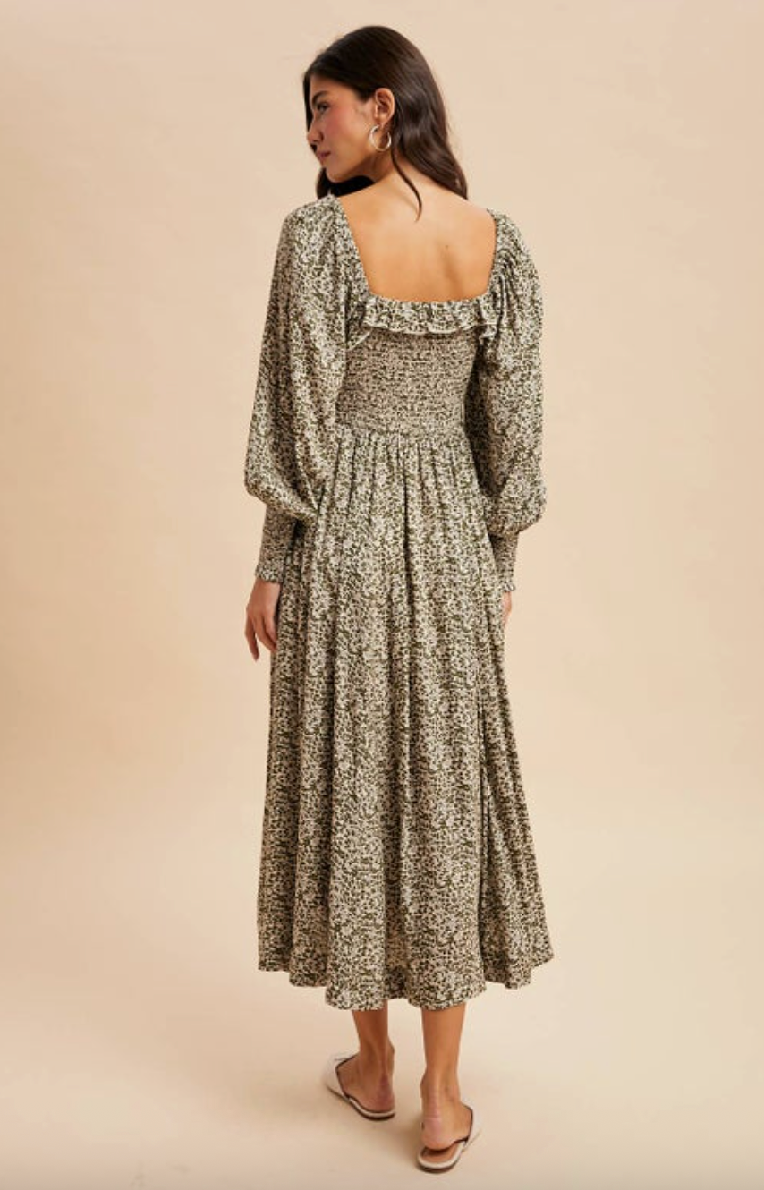 Smocked Ruffle Floral Maxi