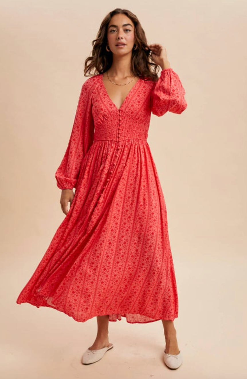 Fuscia Floral Maxi