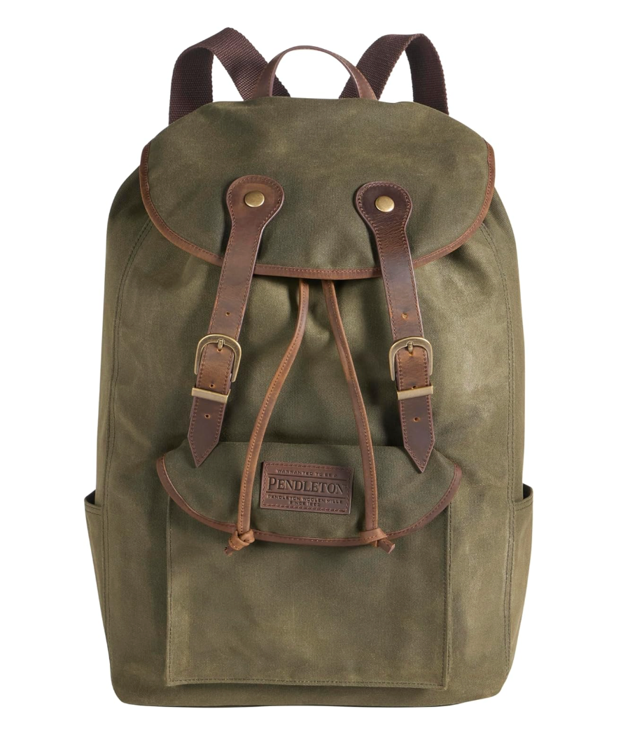 Canvas Backpack with Leather Trim