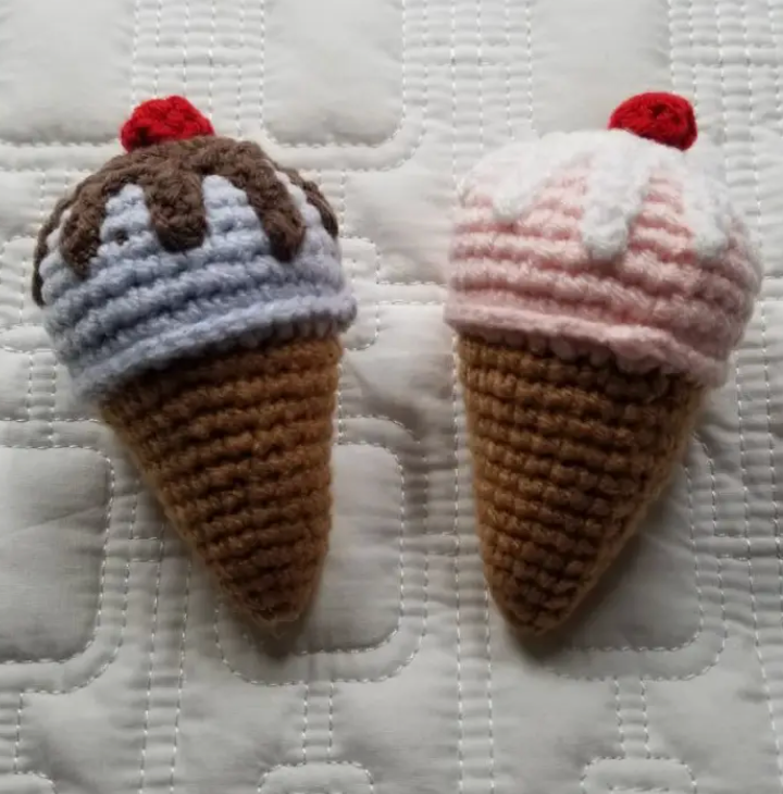 Handmade Crochet Dessert Rattle Toy