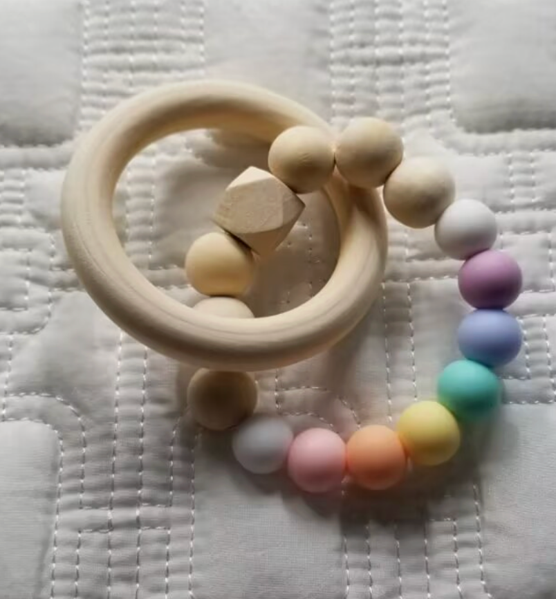Silicone and Wooden Baby Ring