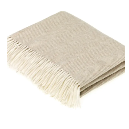 Herringbone - Merino Lambswool Throw Blanket - Made in England