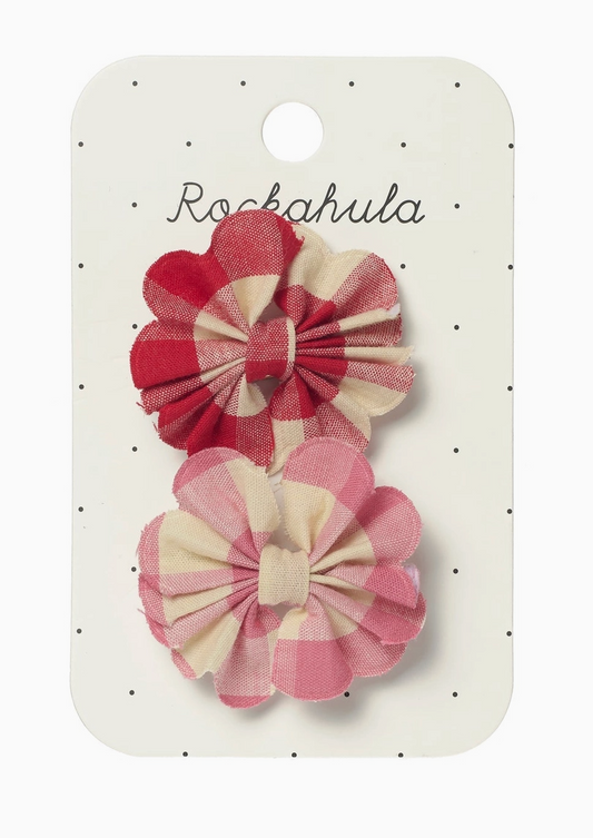 Scalloped Gingham Bow Clips
