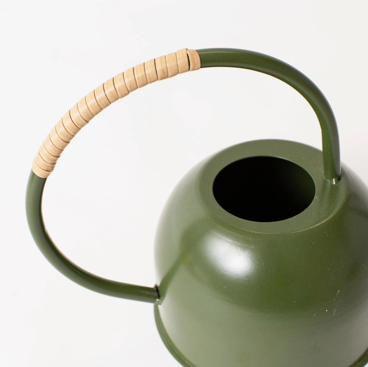 Green Enamel with Rattan Watering Can
