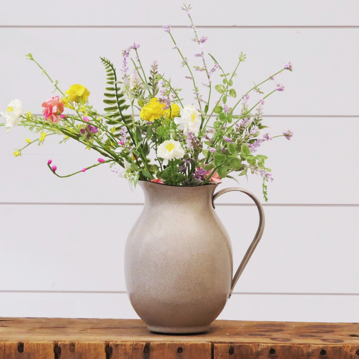 Tan Speckled Enamel Pitcher