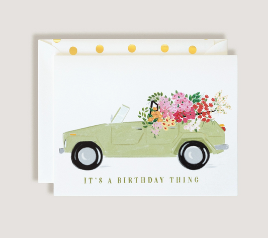 Car with Florals Bday Card