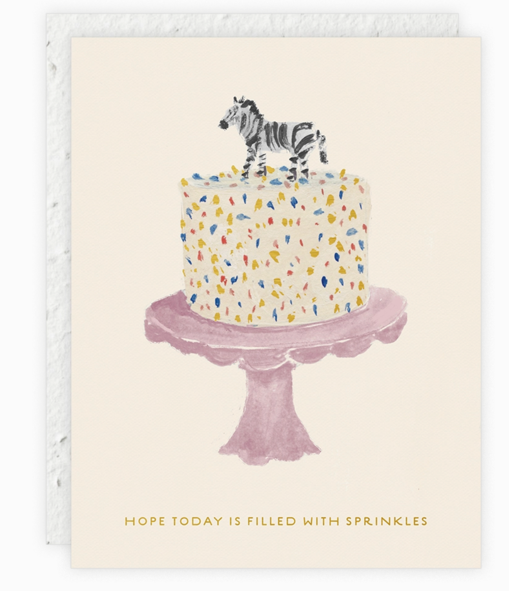 Zebra Bday Cake Card