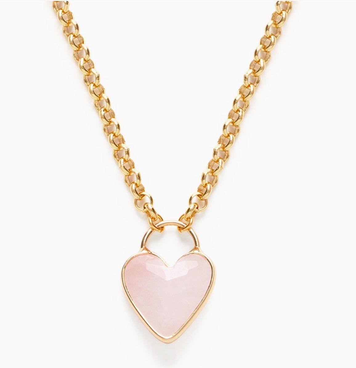 Gemstone Heart Pendant Chunky Chain