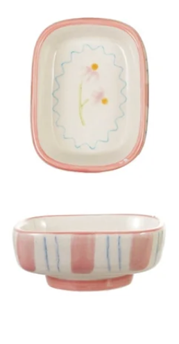 Stripes and Flower Footed Dish
