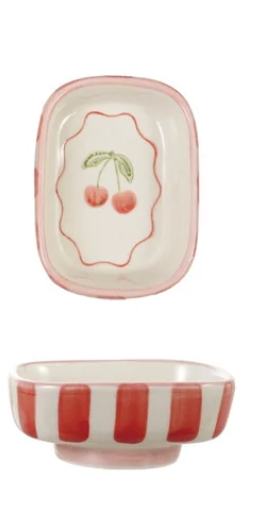 Stripes and Flower Footed Dish