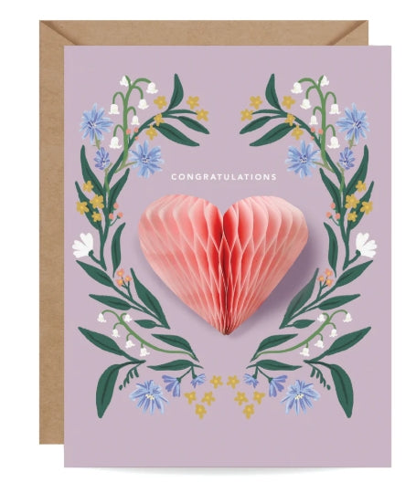 Folk Heart Pop-up Congrats Card
