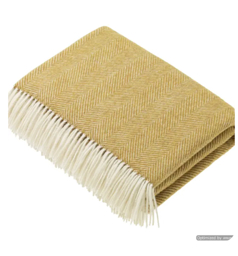 Herringbone - Merino Lambswool Throw Blanket - Made in England