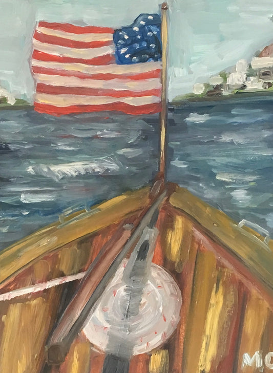 Vintage Lake Boat Card