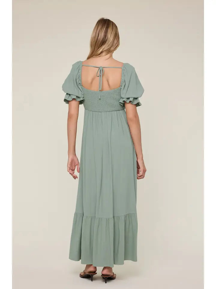 Puff Sleeve Maxi Dress