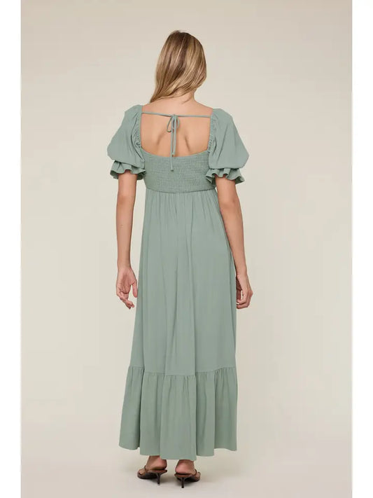 Puff Sleeve Maxi Dress