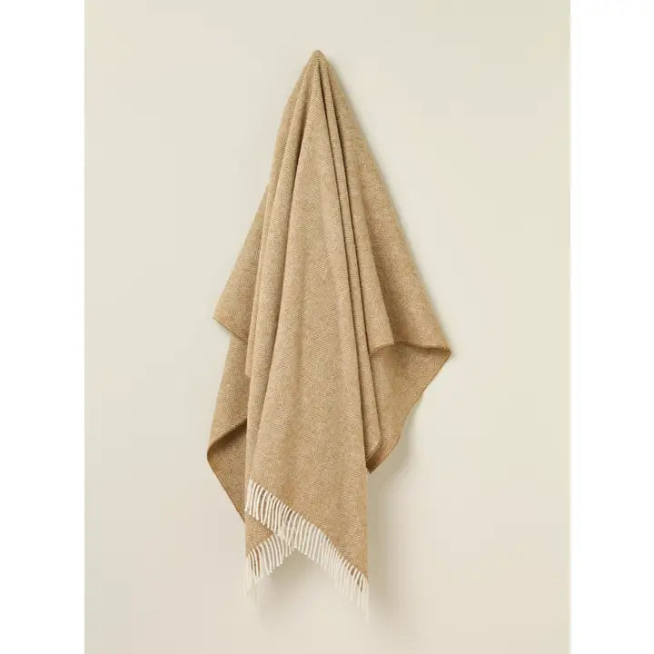Herringbone - Merino Lambswool Throw Blanket - Made in England