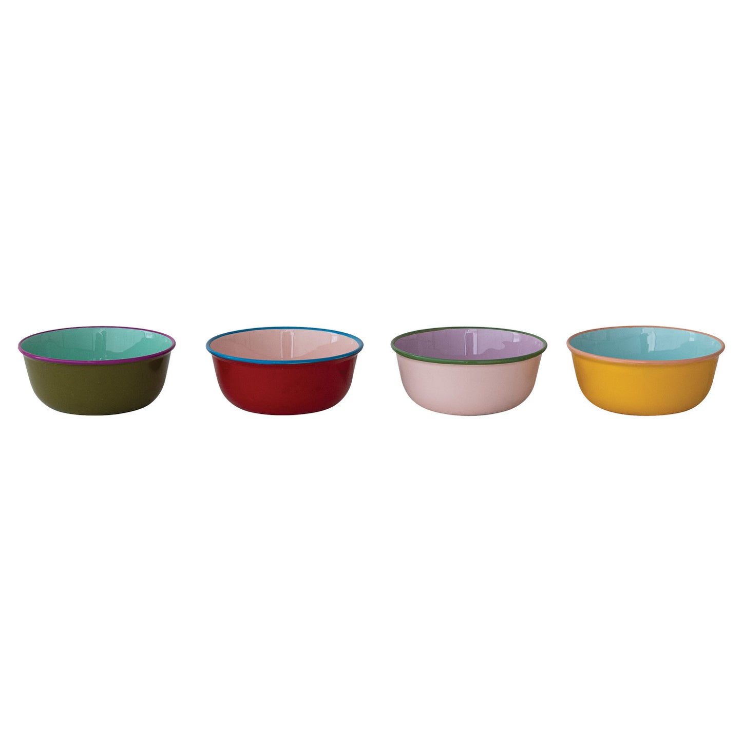 Enameled Stainless Steel Bowl Set of 4
