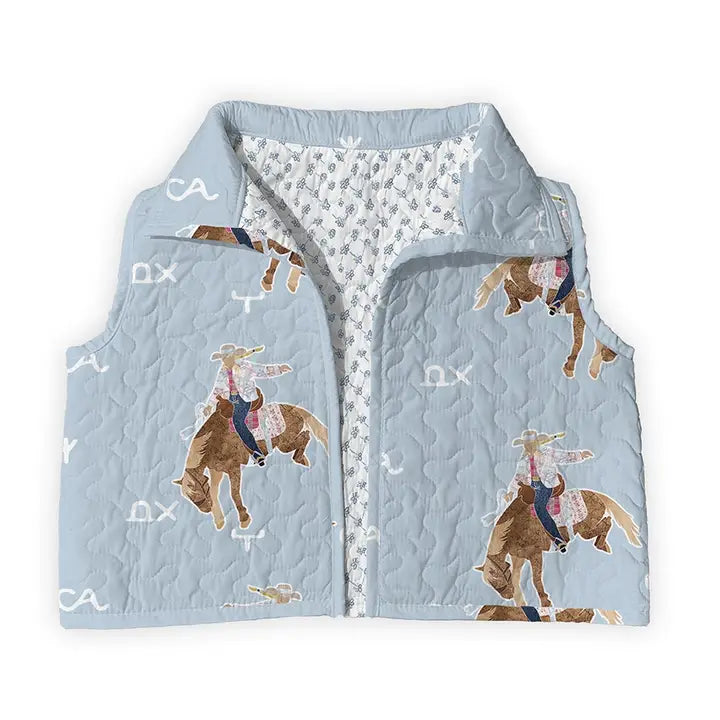Casey Cowgirl Patchwork Blue Quilted Cate Vest