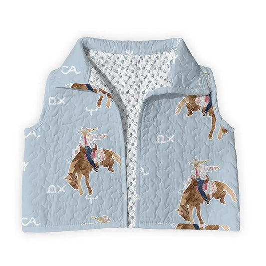 Casey Cowgirl Patchwork Blue Quilted Cate Vest