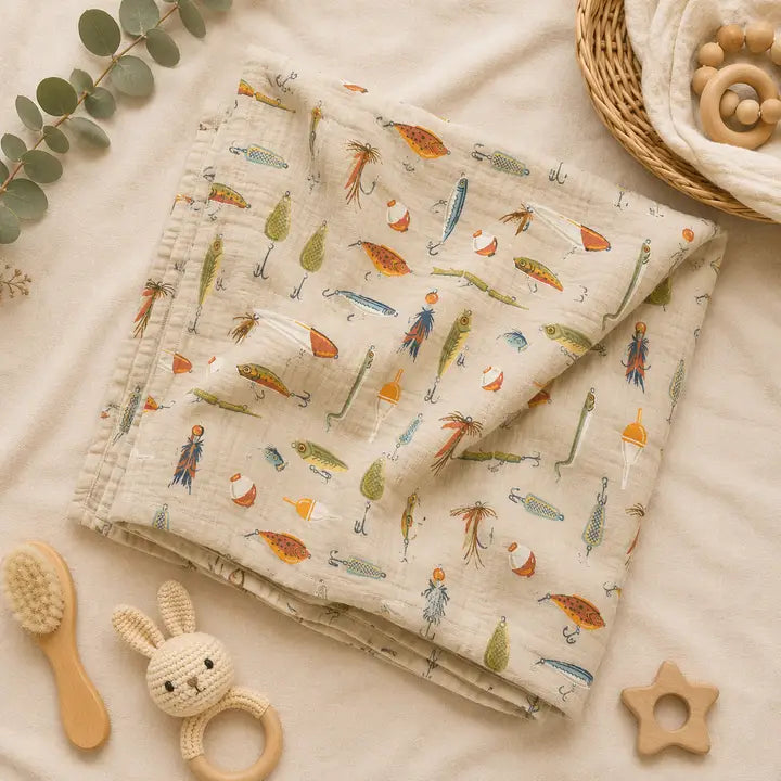 Gone Fishing Muslin Swaddle