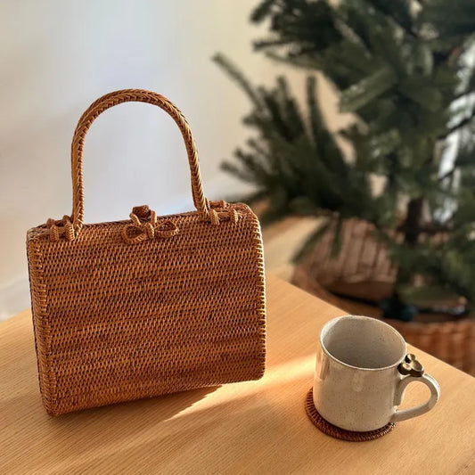 Bali Rattan Suitcase Handbag