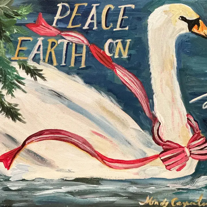 Peace On Earth Swan Greeting Card